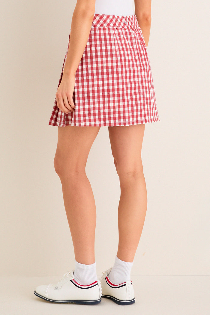 Clay Gingham 16 Inch Performance Seersucker Park Golf Skirt