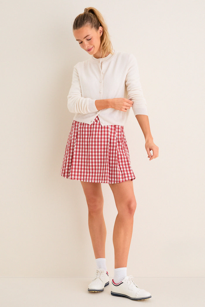 Clay Gingham 16 Inch Performance Seersucker Park Golf Skirt