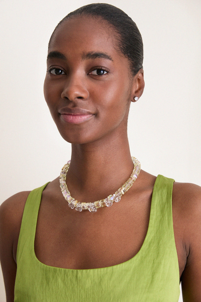 Clear and Light Yellow Glass Skadi Necklace
