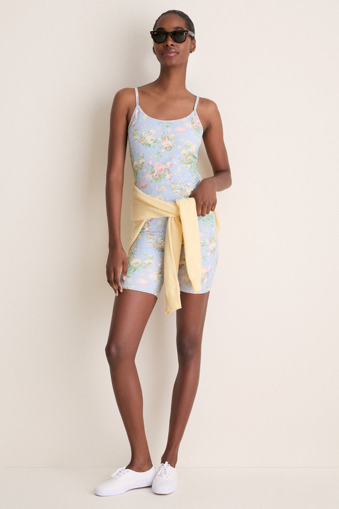 Classic, effortless style radiates from the Clubhouse Chintz Compression Spandex Mac Bike Short, showcased with chic flair, embodying Tuckernuck's high-end, fun, and confident aesthetic.