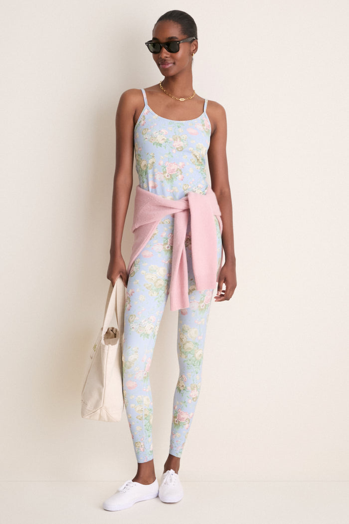 Classic and high-end, the Clubhouse Chintz Compression Spandex Sofia Cami offers effortless style with adjustable straps, a built-in shelf bra, and fun floral print.
