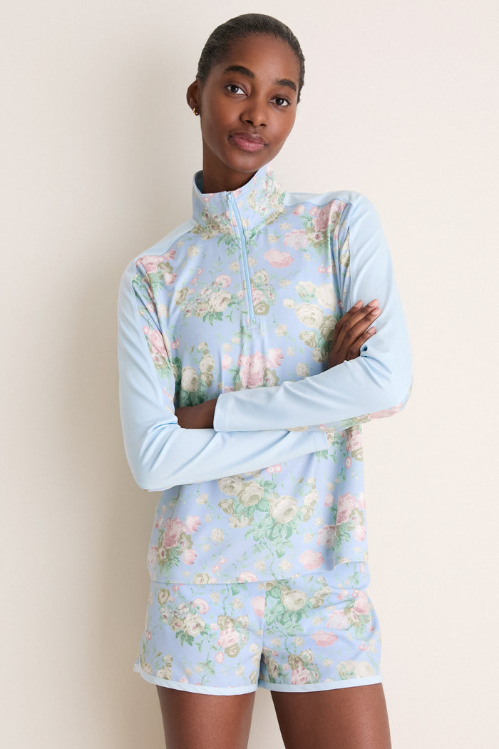 Clubhouse Chintz Performance Jersey Carver Quarter Zip Tee