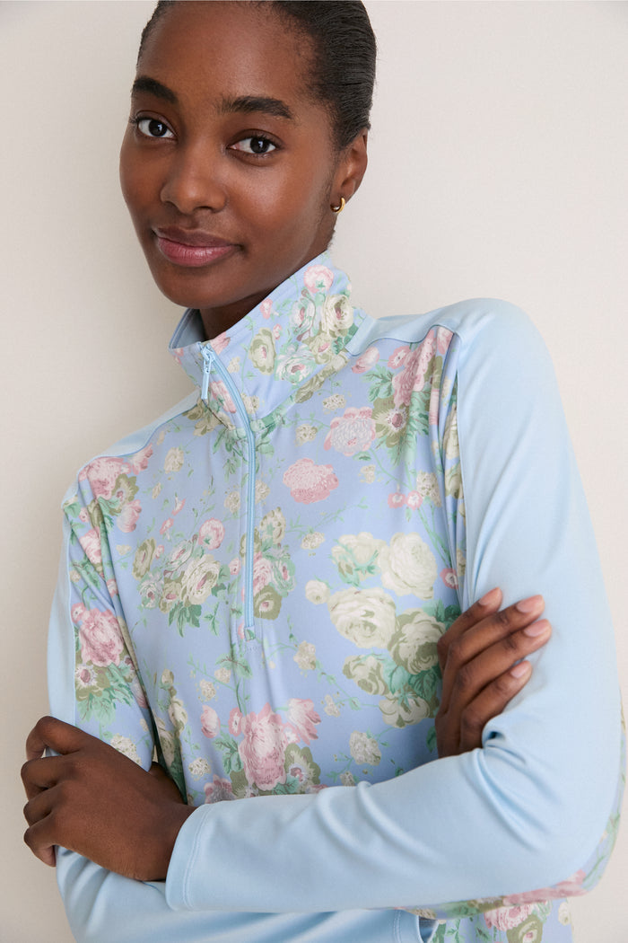 Clubhouse Chintz Performance Jersey Carver Quarter Zip Tee