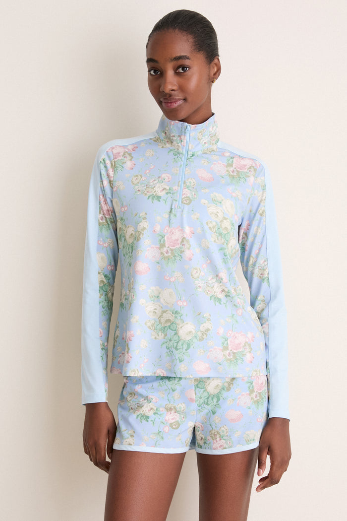 Clubhouse Chintz Performance Jersey Carver Quarter Zip Tee