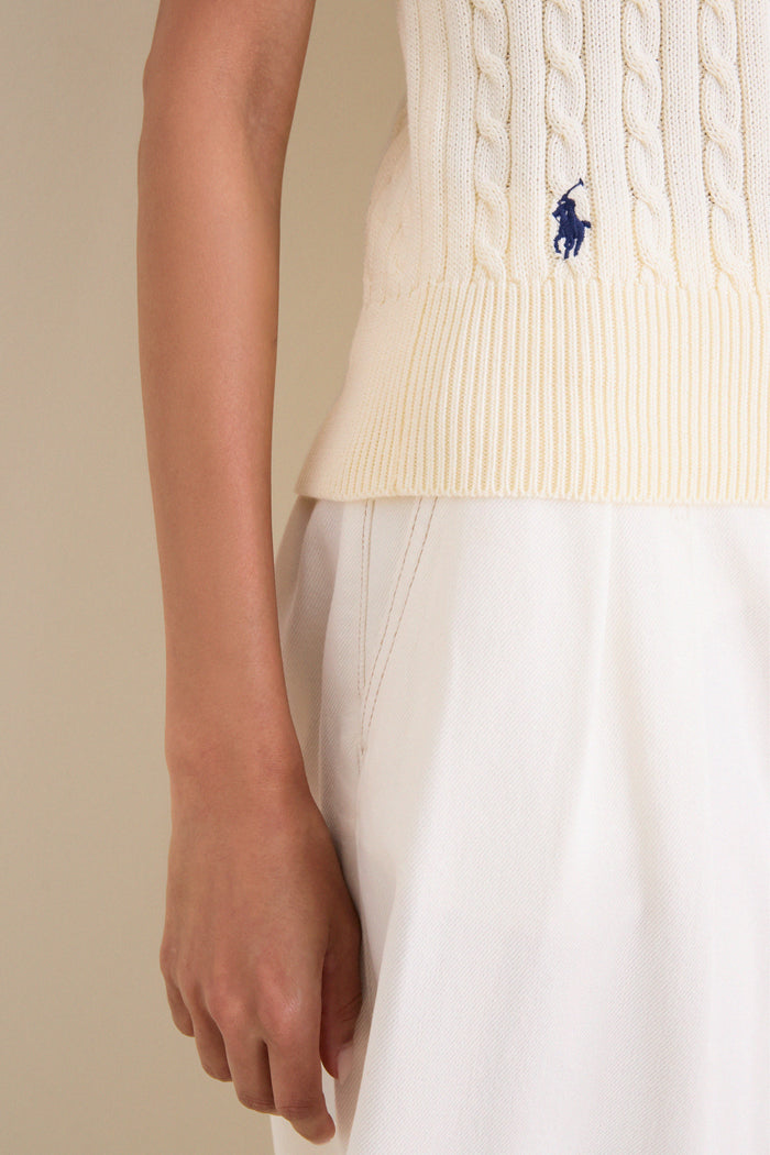 Clubhouse Cream Cotton Short Sleeve Henley Sweater