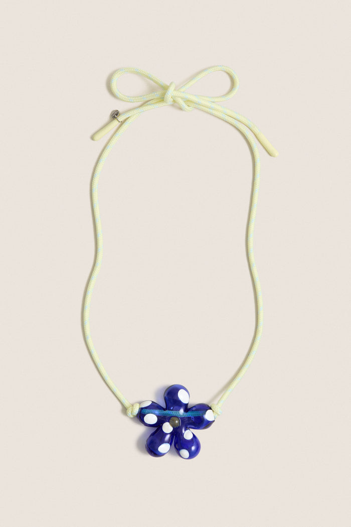 Cobalt Blue and Yellow Glass Halo Pop Necklace