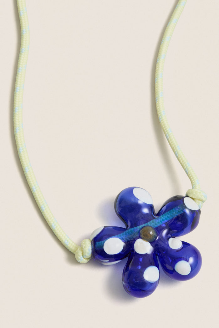Cobalt Blue and Yellow Glass Halo Pop Necklace