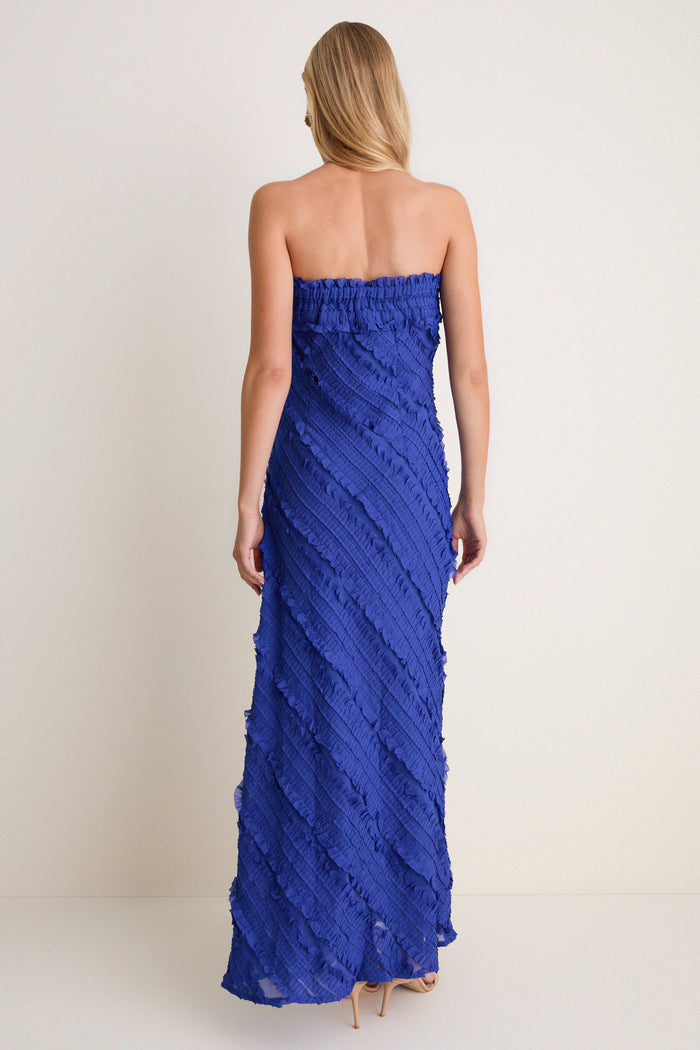 Cobalt Blue Textured Carrie Strapless Dress