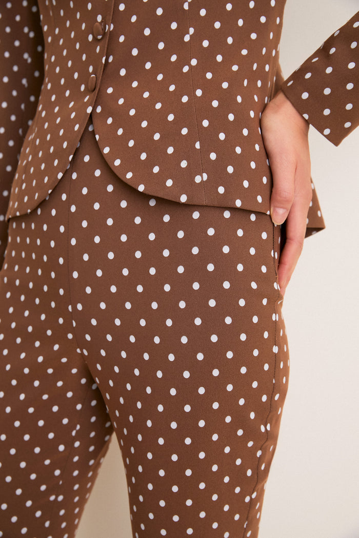 Cocoa Dot Stretch Jacquard Ashford Pants