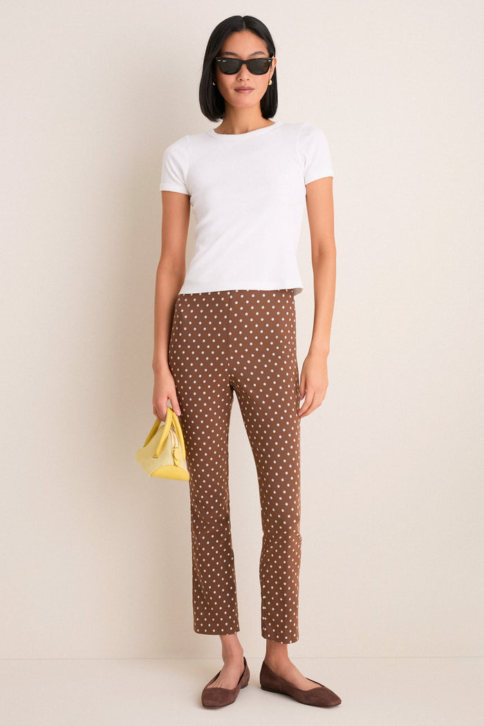 Cocoa Dot Stretch Jacquard Ashford Pants
