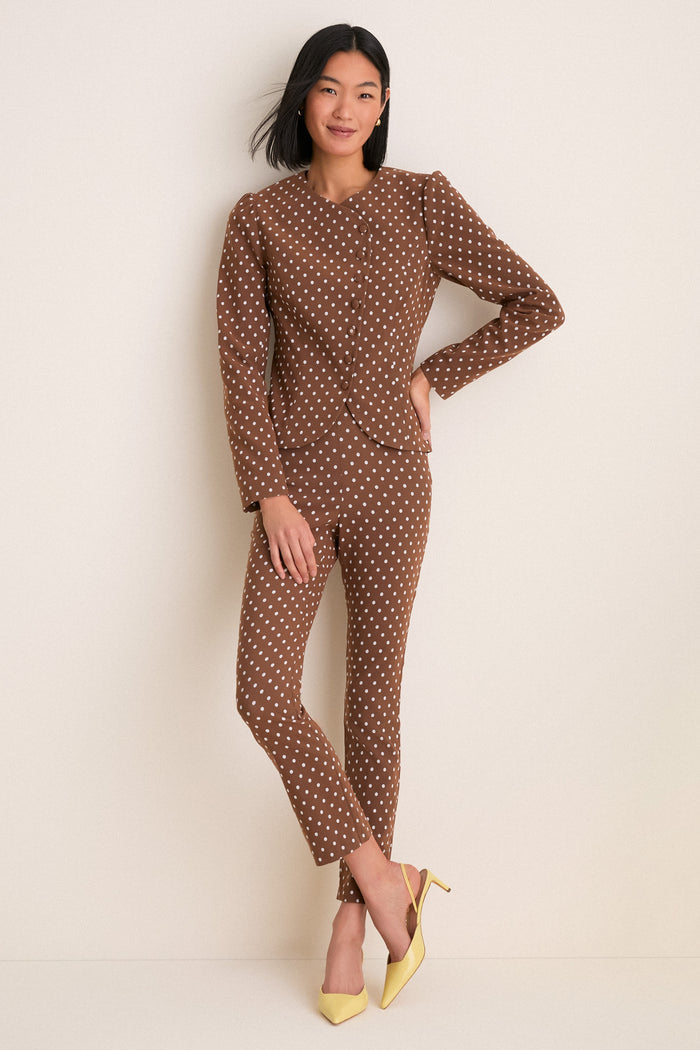 Cocoa Dot Stretch Jacquard Ashford Pants