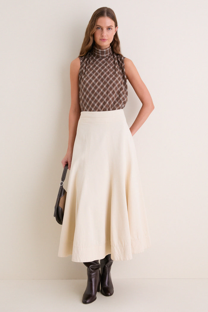 Cocoa Plaid Frederique Sleeveless Blouse