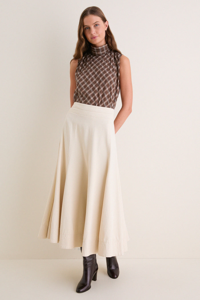 Cocoa Plaid Frederique Sleeveless Blouse