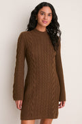 Coffee Cable Knit Lucia Mini Dress