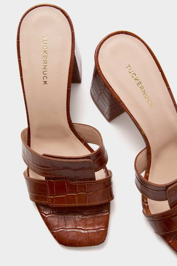 Cognac Muse Block Heels