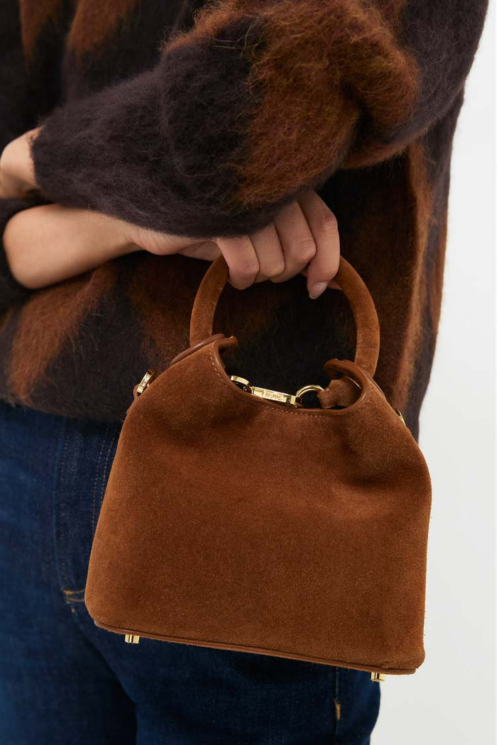 Cognac Suede Madeleine Bag