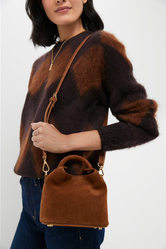 Cognac Suede Madeleine Bag