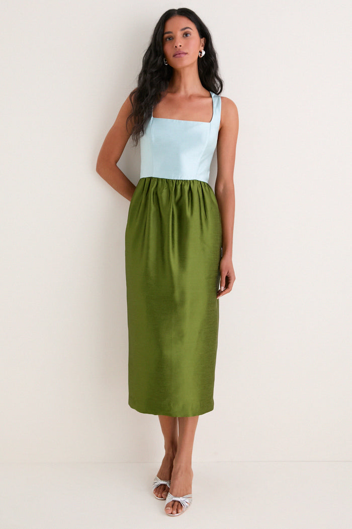 Colorblock Dupioni Brigitte Dress