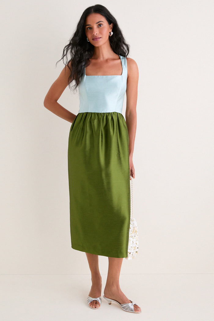 Colorblock Dupioni Brigitte Dress