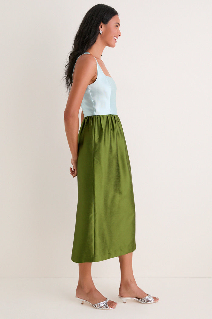 Colorblock Dupioni Brigitte Dress