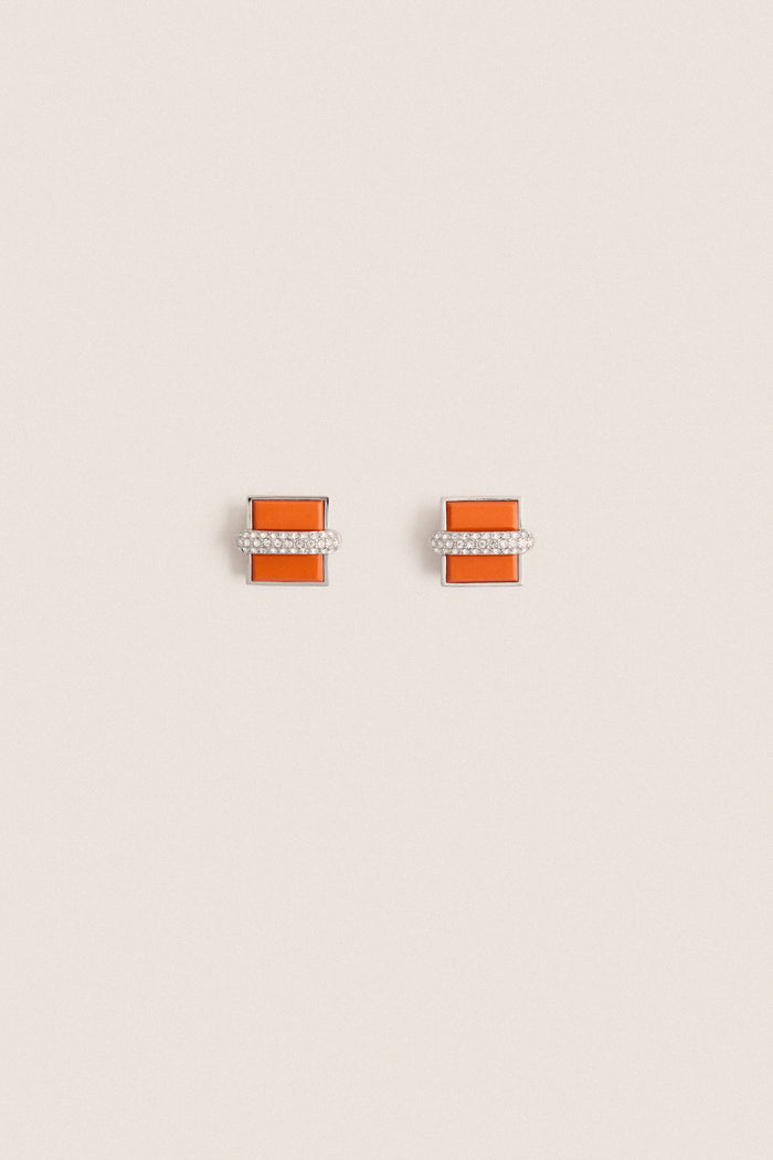 Coral and Crystal Aurore Earrings