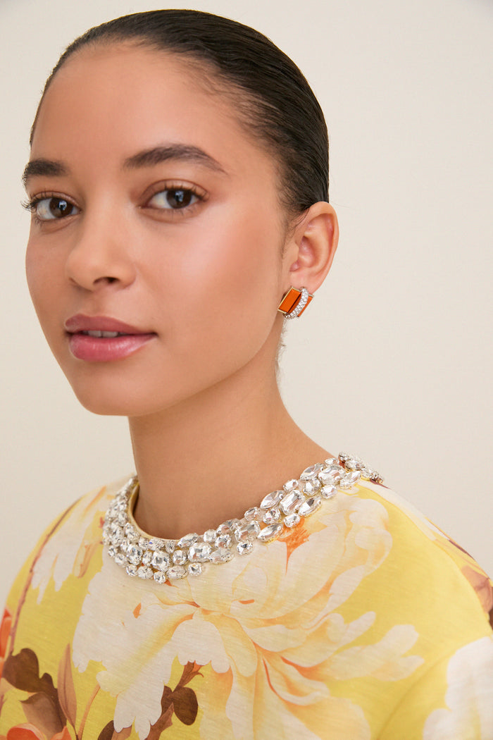 Coral and Crystal Aurore Earrings