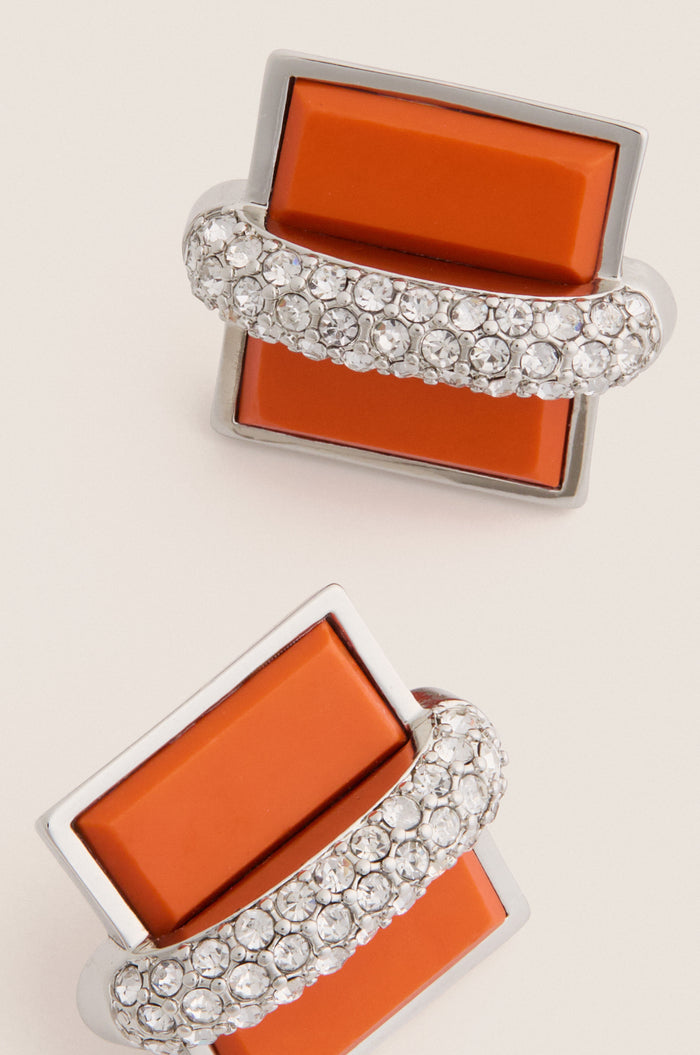 Coral and Crystal Aurore Earrings
