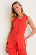 Coral Red Del Mar Knit Vest Top