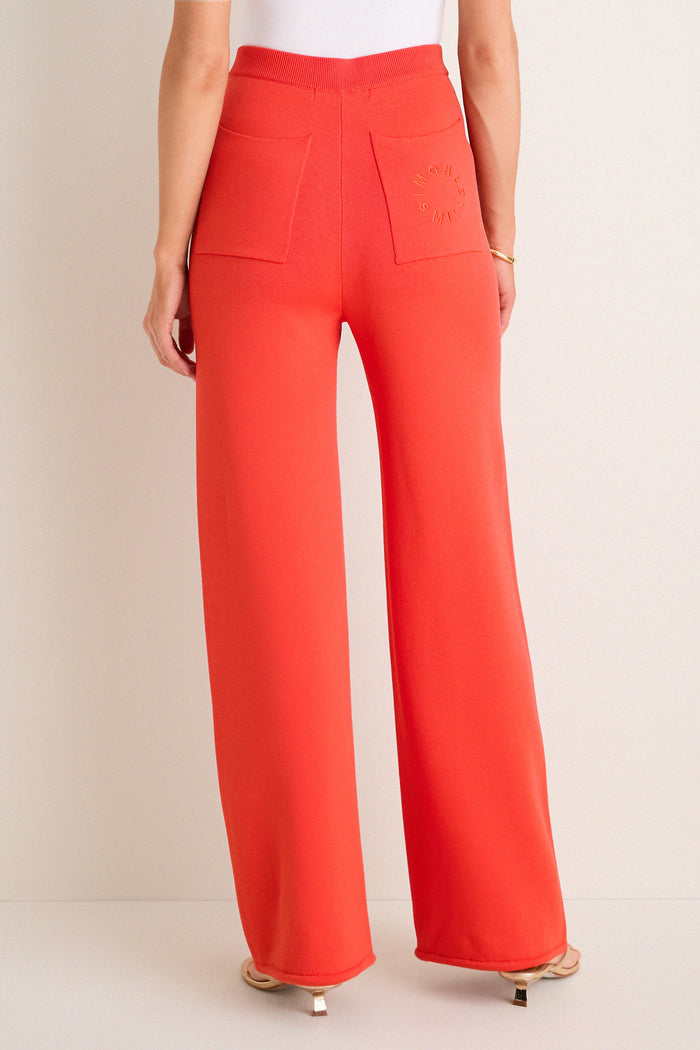 Coral Red Jabber Knit Pants