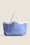 Cornflower and White Terrycloth August Tote