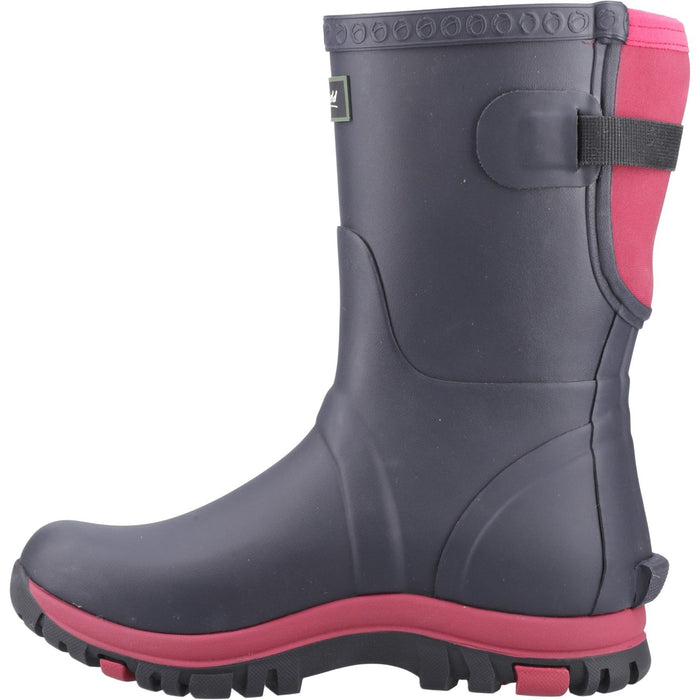 Cotswold Womens Realm Adjustable Short Wellington Boot Navy/Pink