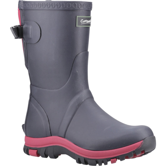 Cotswold Womens Realm Adjustable Short Wellington Boot Navy/Pink