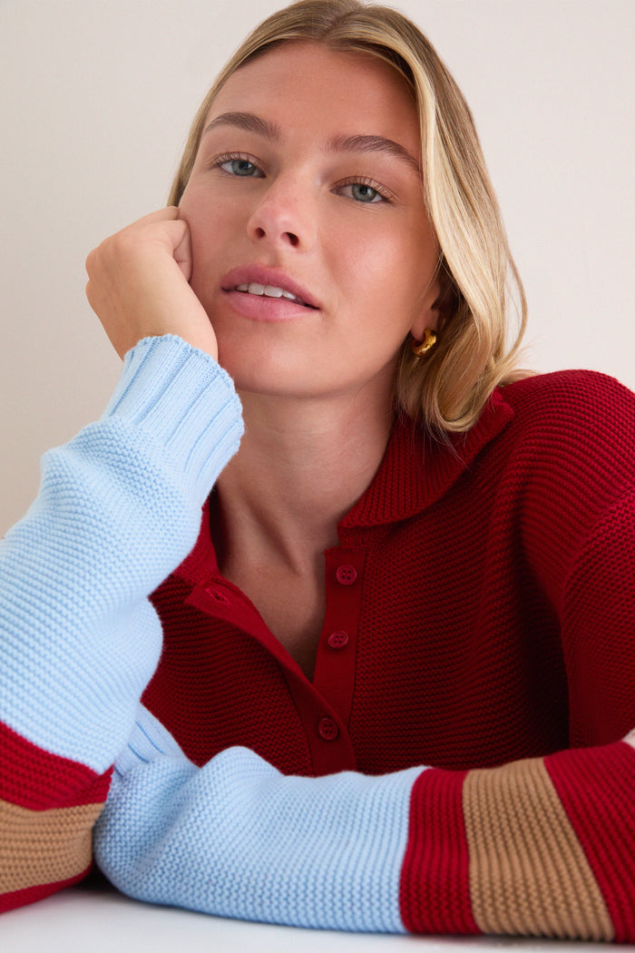 Cranberry Copenhagen Stripe Cleo Pullover