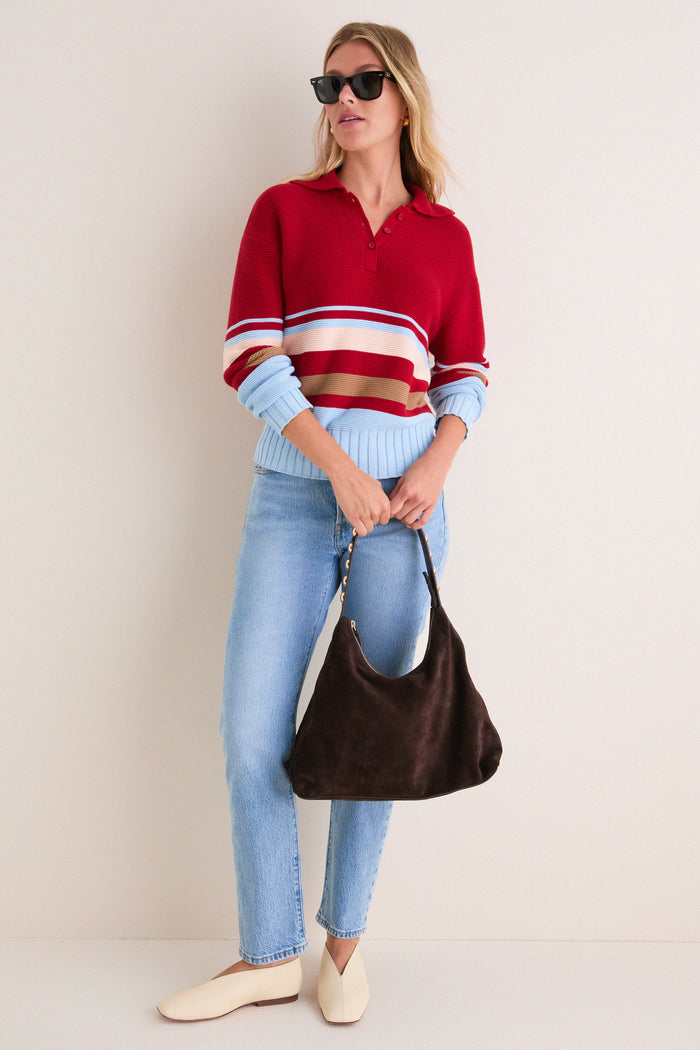 Cranberry Copenhagen Stripe Cleo Pullover