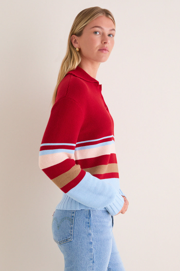 Cranberry Copenhagen Stripe Cleo Pullover