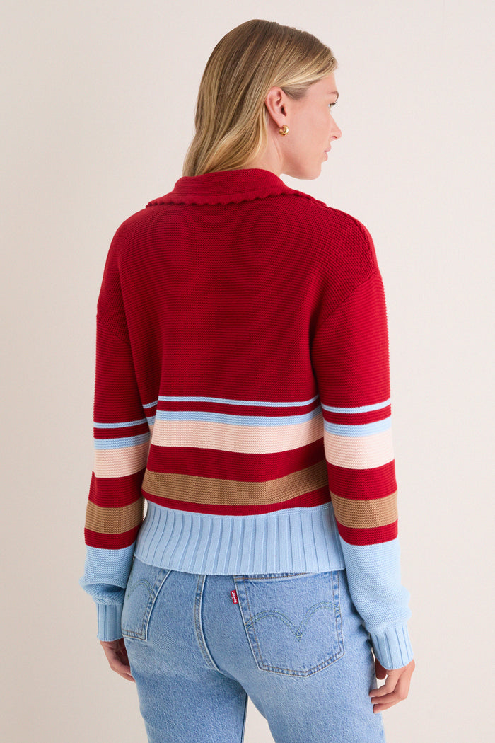 Cranberry Copenhagen Stripe Cleo Pullover