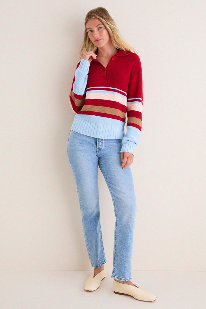 Cranberry Copenhagen Stripe Cleo Pullover