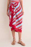 Cranberry Copenhagen Stripe Long Pareo
