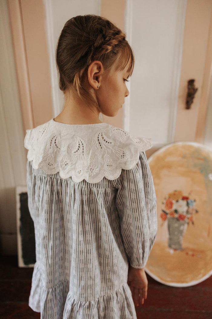 Cream and Blue Stripe Heidi Dress