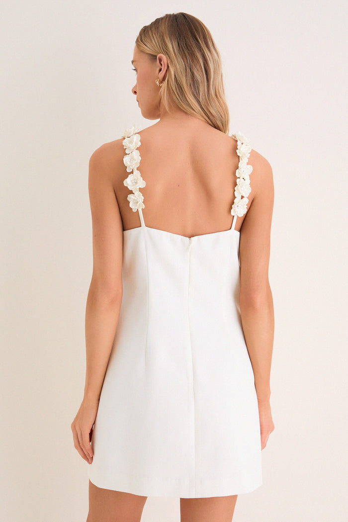 Cream Flower Strap Whitney Mini Dress