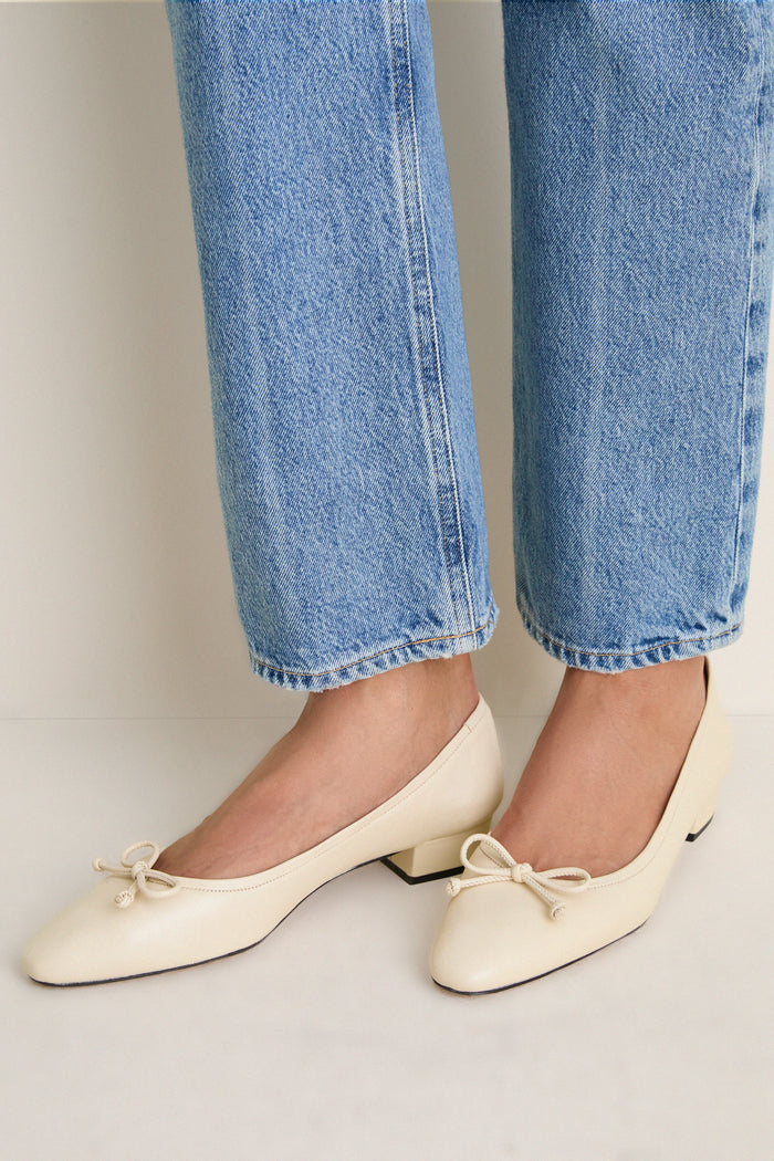 Cream Leather Bree Ballet Flats