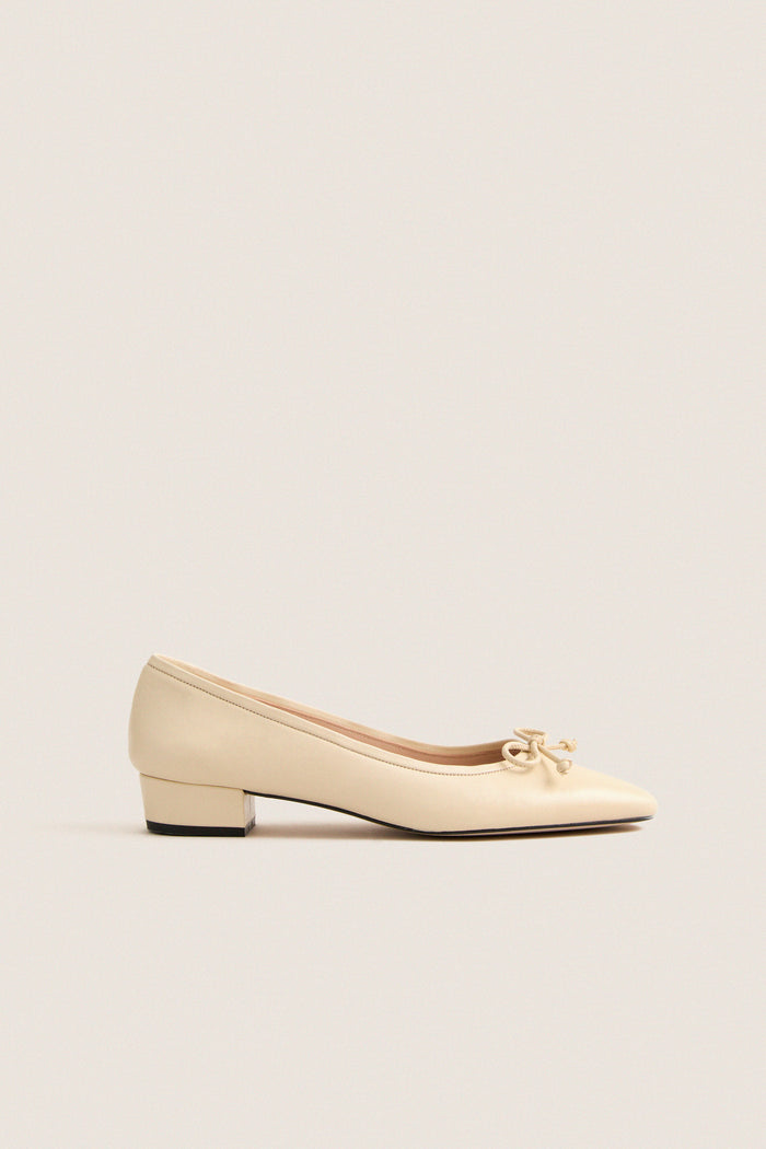 Cream Leather Bree Ballet Flats
