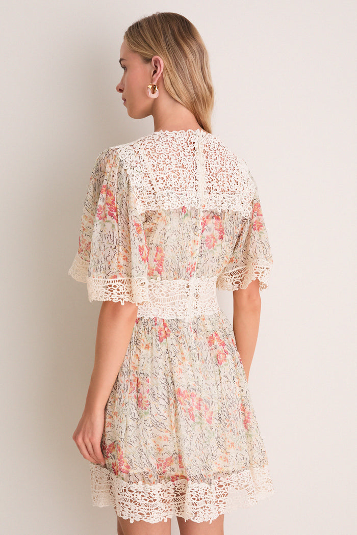 Cream Luisa Print Short Sleeve Mini Dress