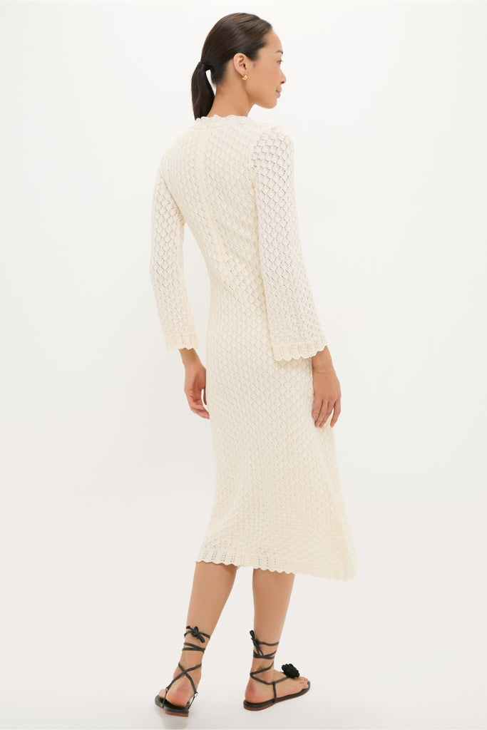 Cream Pointelle Knit Colby Midi Dress