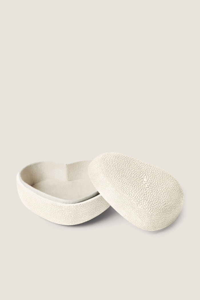 Cream Shagreen Heart Box