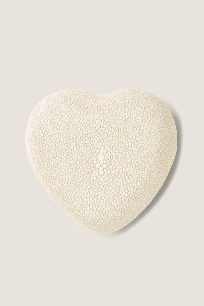 Cream Shagreen Heart Box