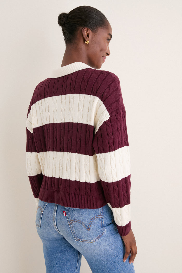 Crimson and Ivory Cabled Huxley Polo