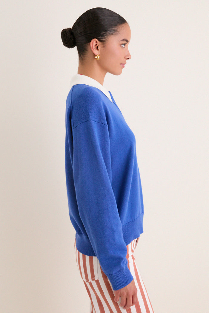 Cunningham Blue Bond St Polo Sweater
