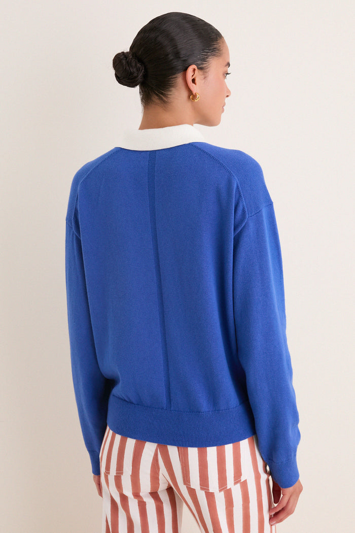 Cunningham Blue Bond St Polo Sweater