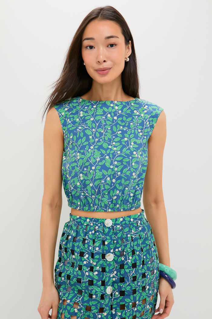 Dark Blue Limes Cinched Top
